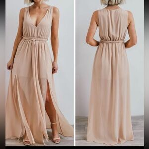 Baltic born - Elegant Beige Maxi Dress